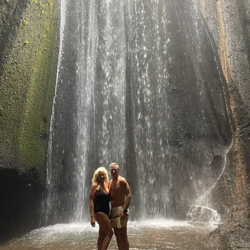 couple at waterfall in bali