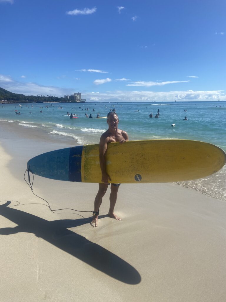 Shayne on the beach in Waikiki