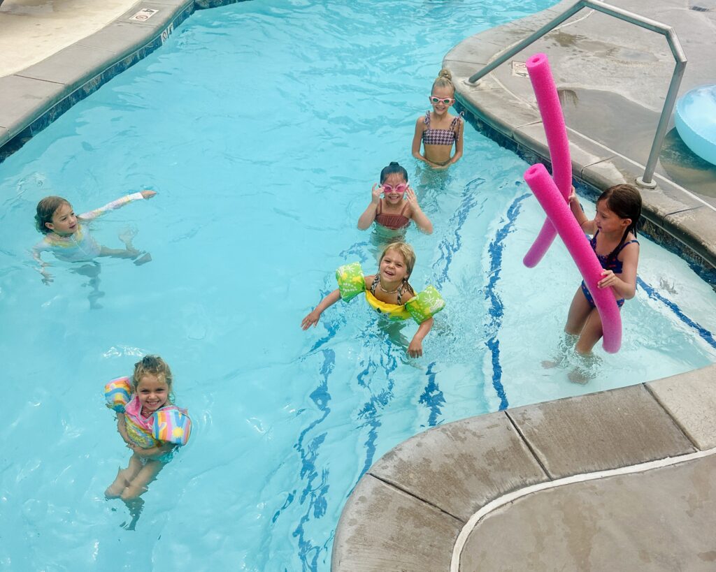 grandkids enjoying the resort pool

